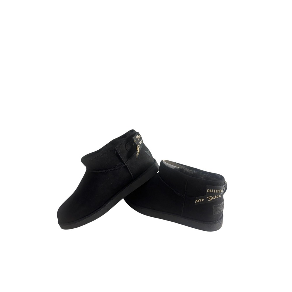 Juicy Couture Olden Mini Platform Winter Booties Black Gold Bow Size 6 NWB‎ Y2K